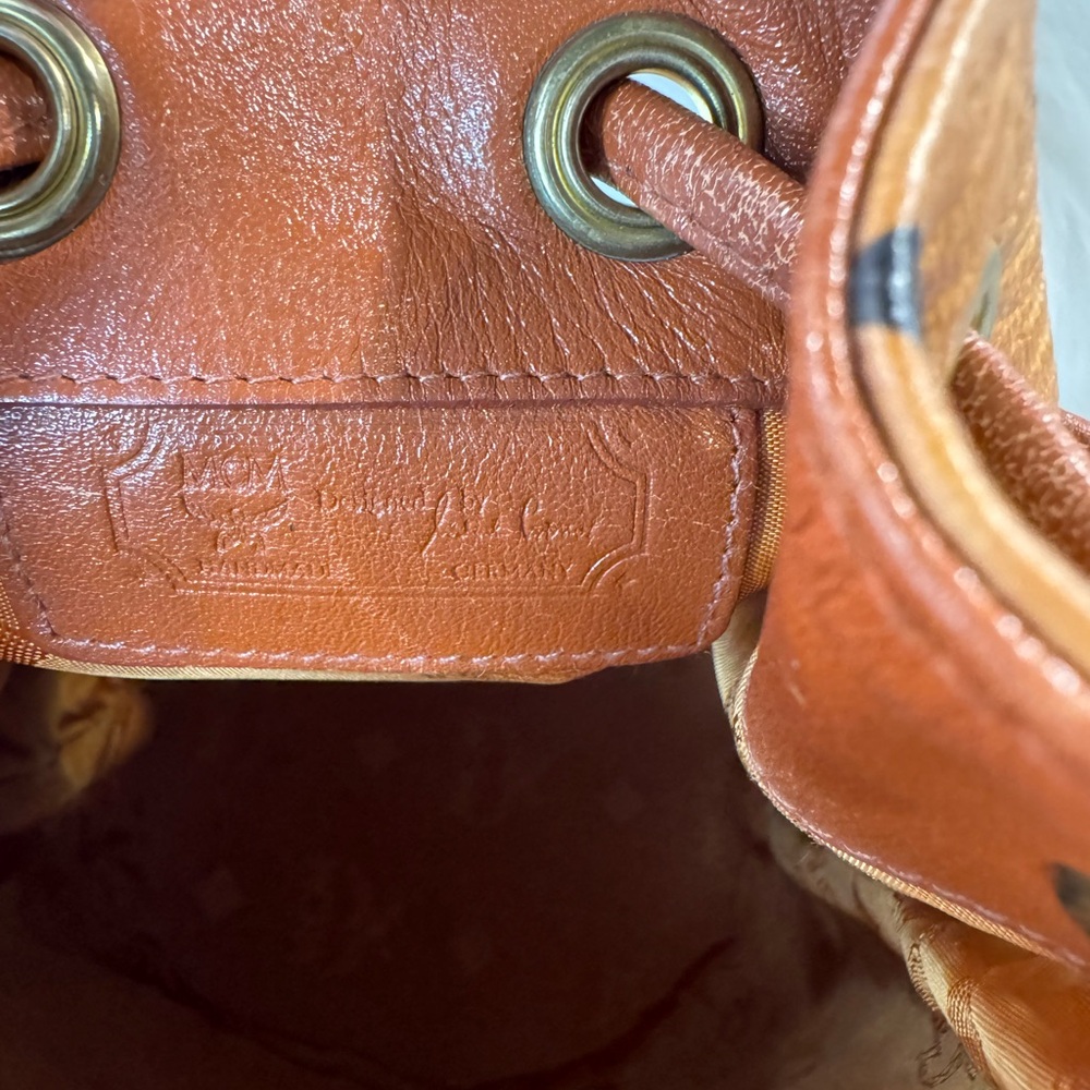 MCM Visetos Leather-Trimmed Bucket Bag - Picture 10 of 11